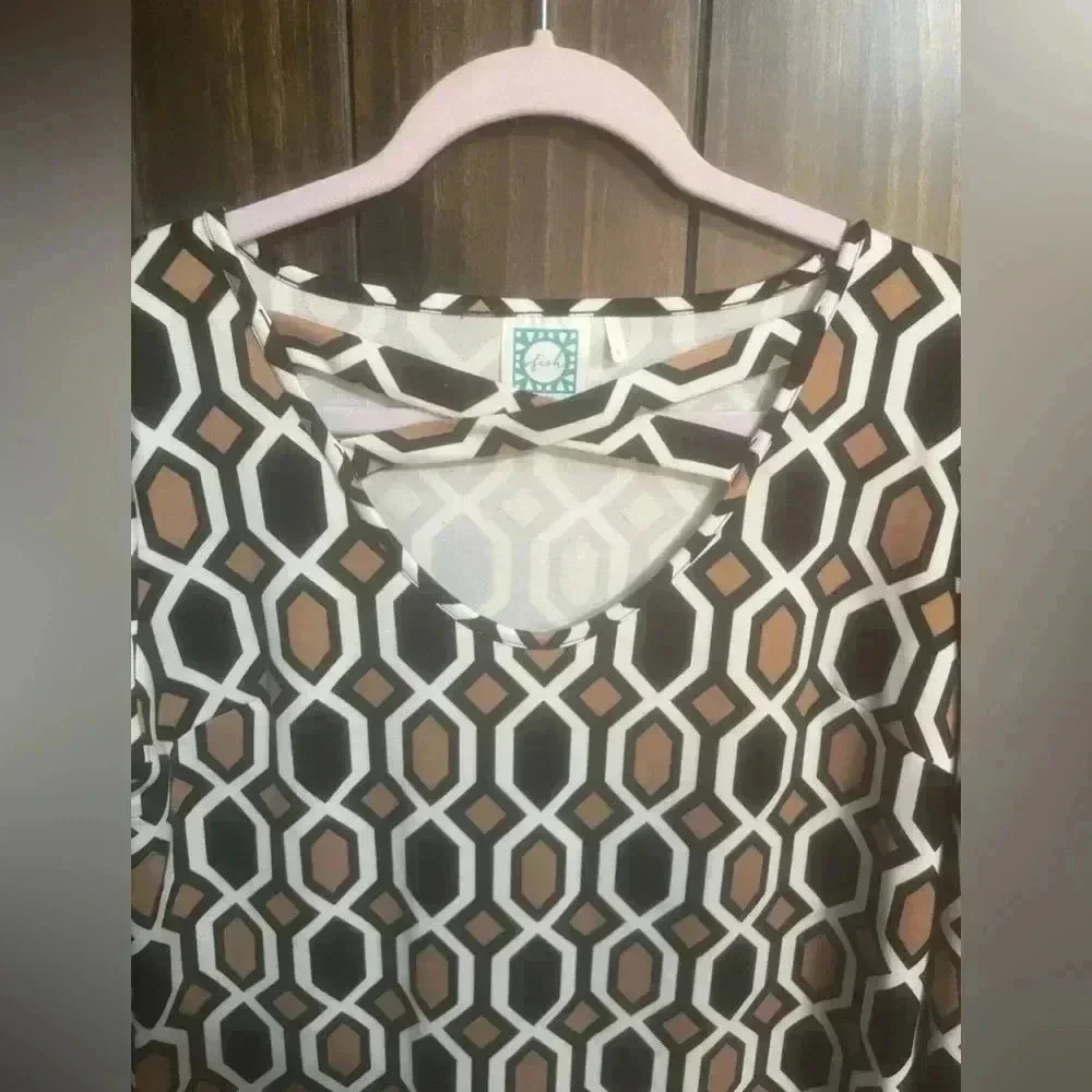 Vfish L Aline Jersey Knit Dress-Geometric Pattern. Size: Large