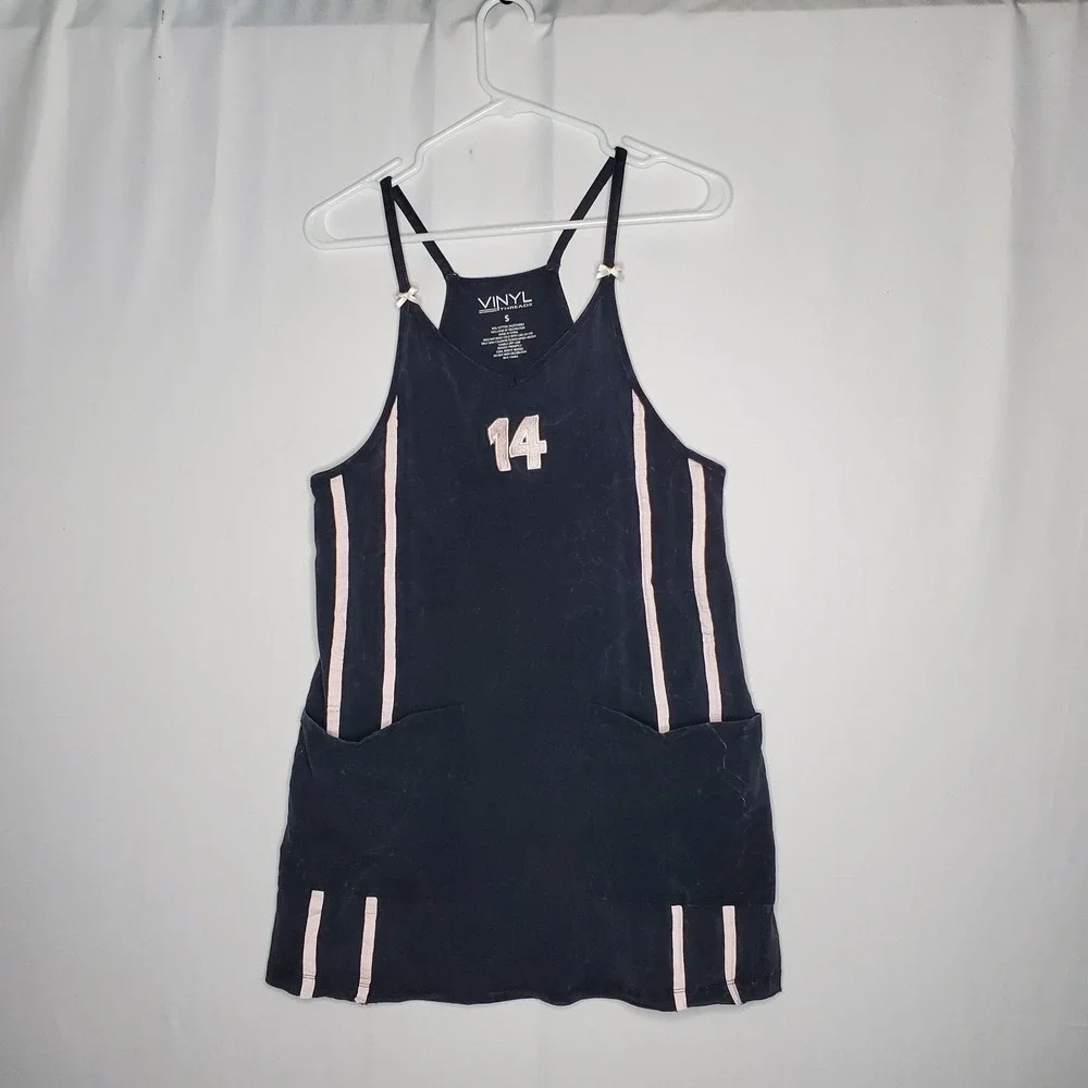 Vinyl Threads Dress L Racing Stripe Retro Y2K Whimsigoth Grunge Punk‎ Acid Wash