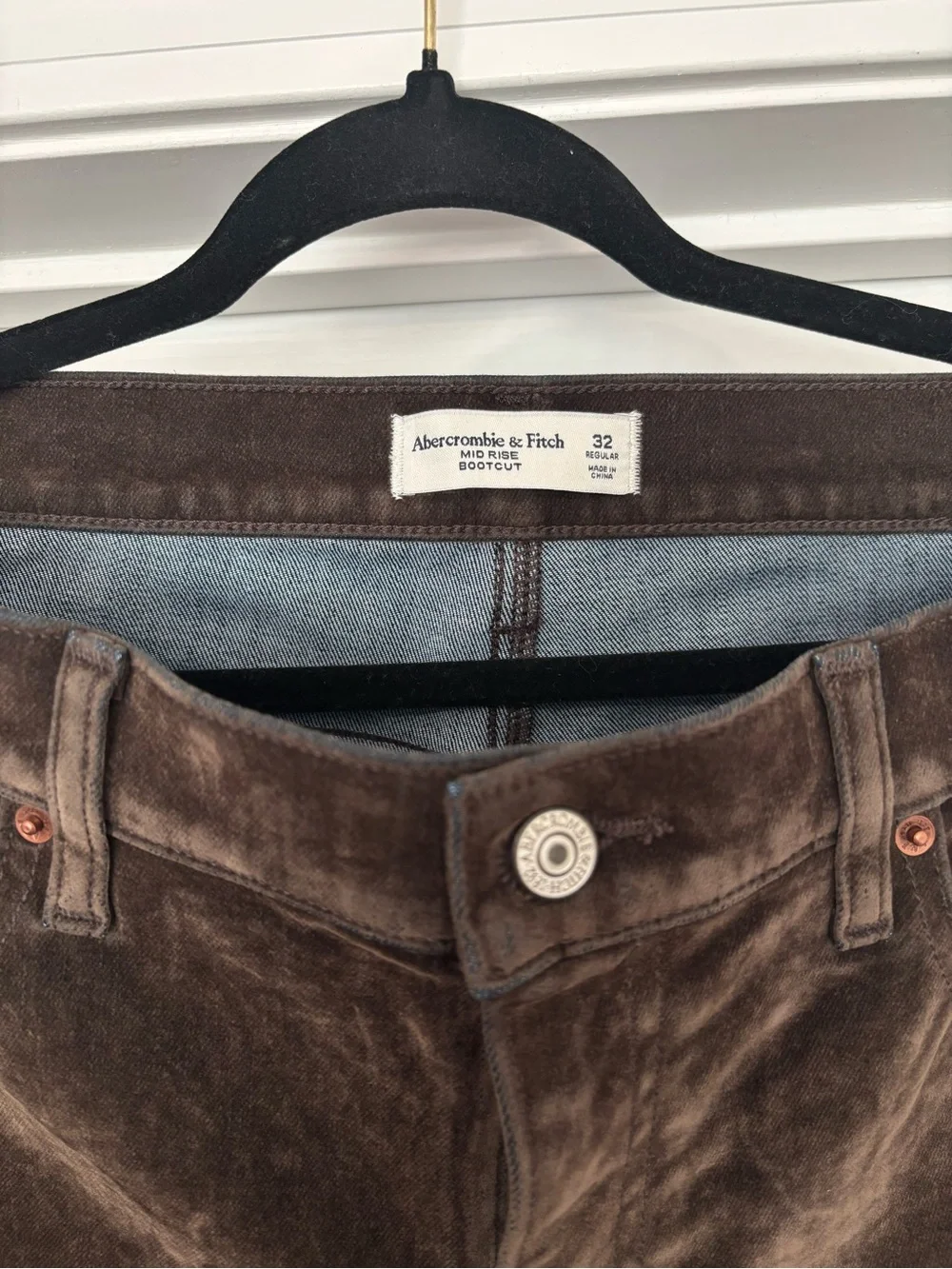 Abercrombie & Fitch Brown Velvet Mid Rise Bootcut Pants Size 32