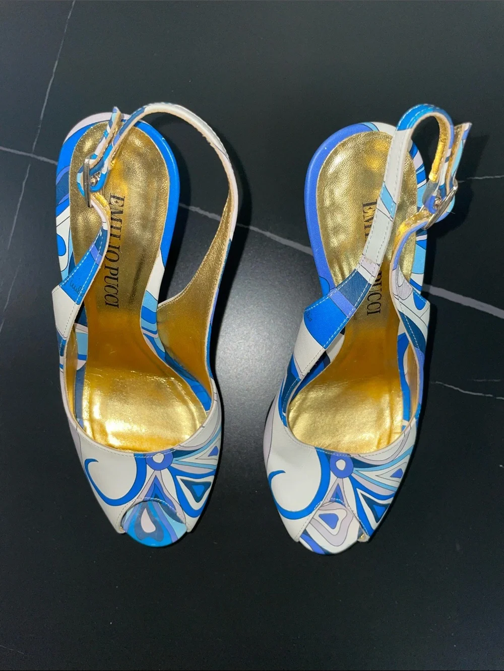 EMILIO PUCCI PEEP TOE SLINGBACK PUMPS FTL-08-195