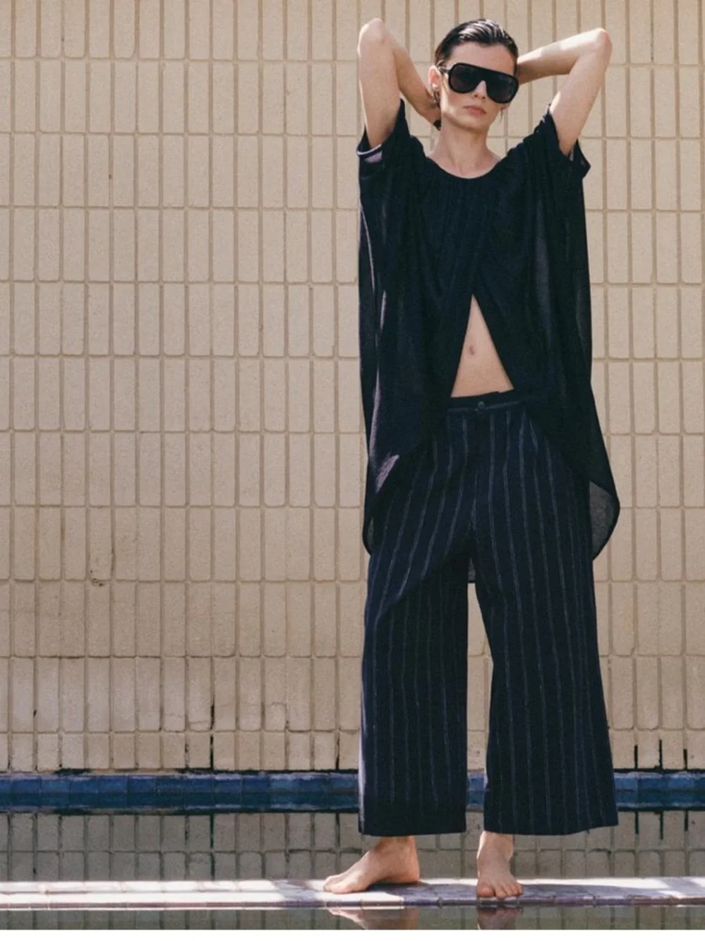 Zara navy pinstripe