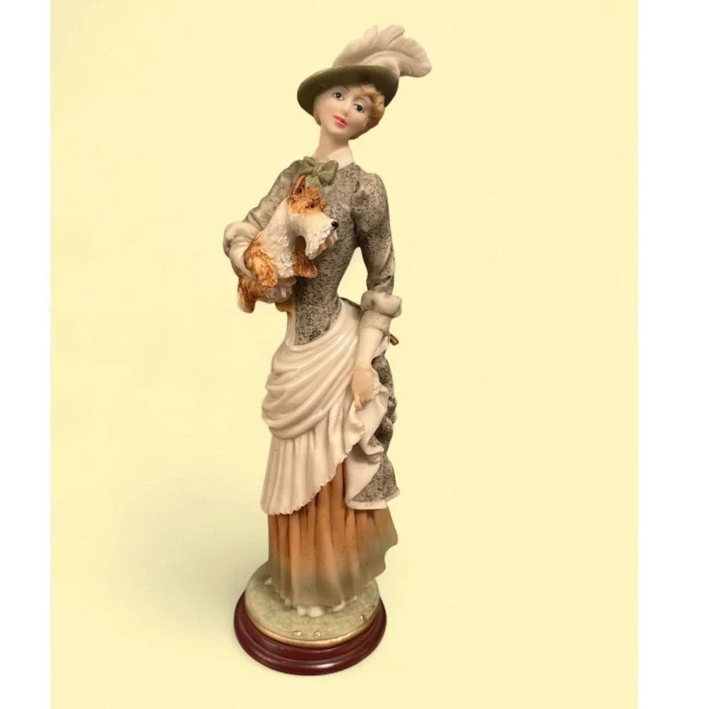 Armani Style Vintage Figurine - Edwardian Lady with Scottie Dog - High Detailed