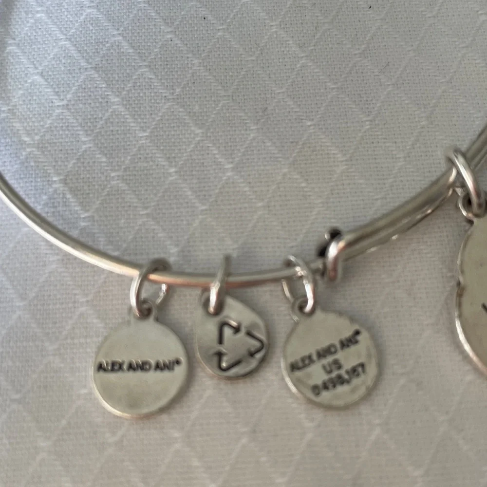 Alex and Ani Silver tone Infinite Love Daughter Expandable Bangle Bracelet. EUC.
