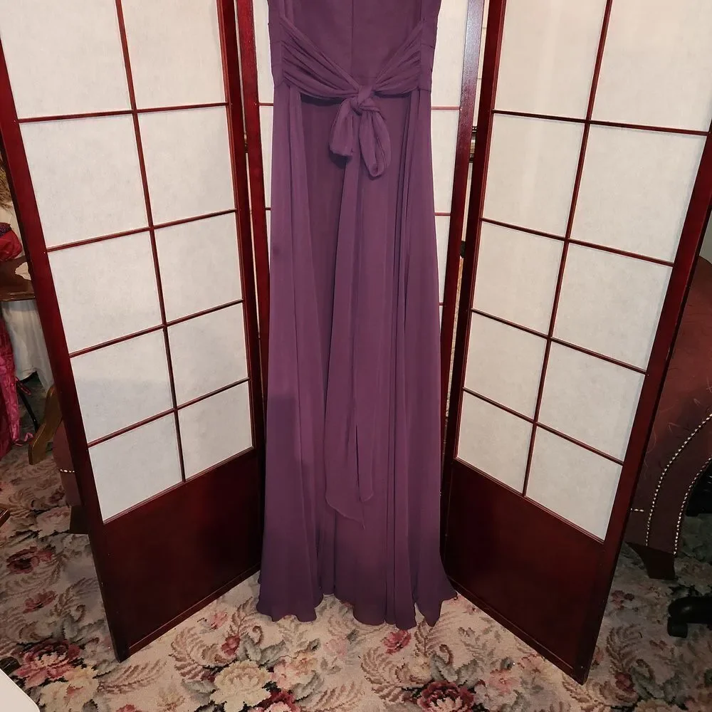 David's Bridal Eggplant Purple Formal Bridesmaid/Prom Sleeveless Maxi Dr…