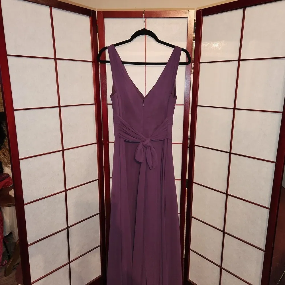 David's Bridal Eggplant Purple Formal Bridesmaid/Prom Sleeveless Maxi Dr…