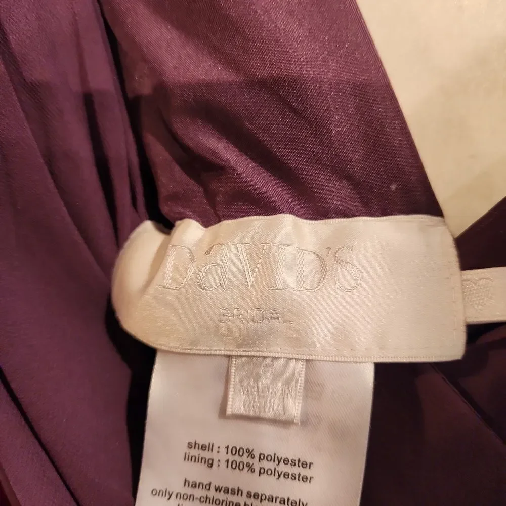 David's Bridal Eggplant Purple Formal Bridesmaid/Prom Sleeveless Maxi Dr…