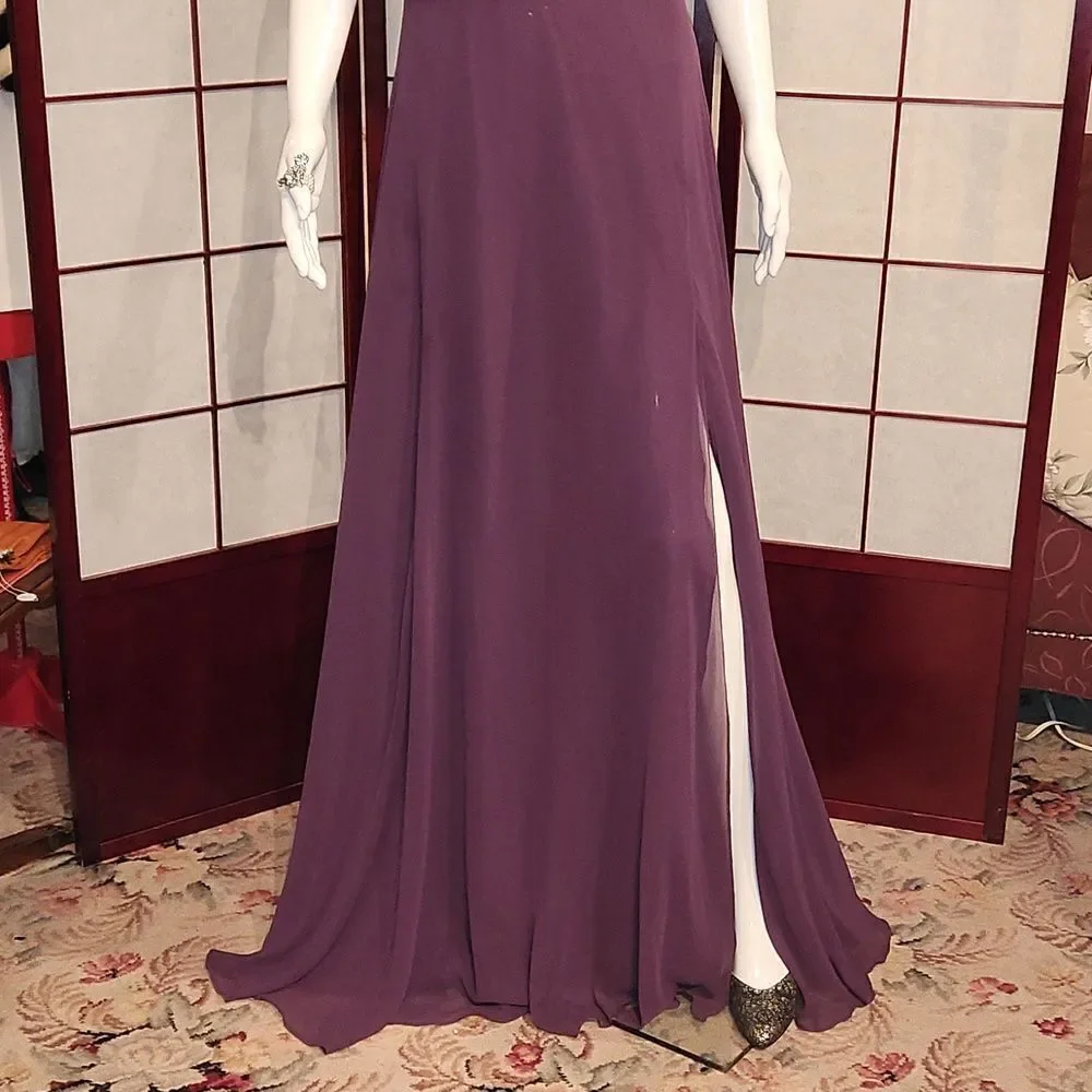 David's Bridal Eggplant Purple Formal Bridesmaid/Prom Sleeveless Maxi Dr…