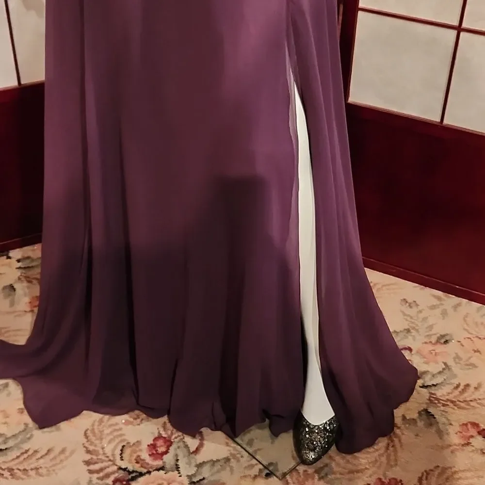 David's Bridal Eggplant Purple Formal Bridesmaid/Prom Sleeveless Maxi Dr…