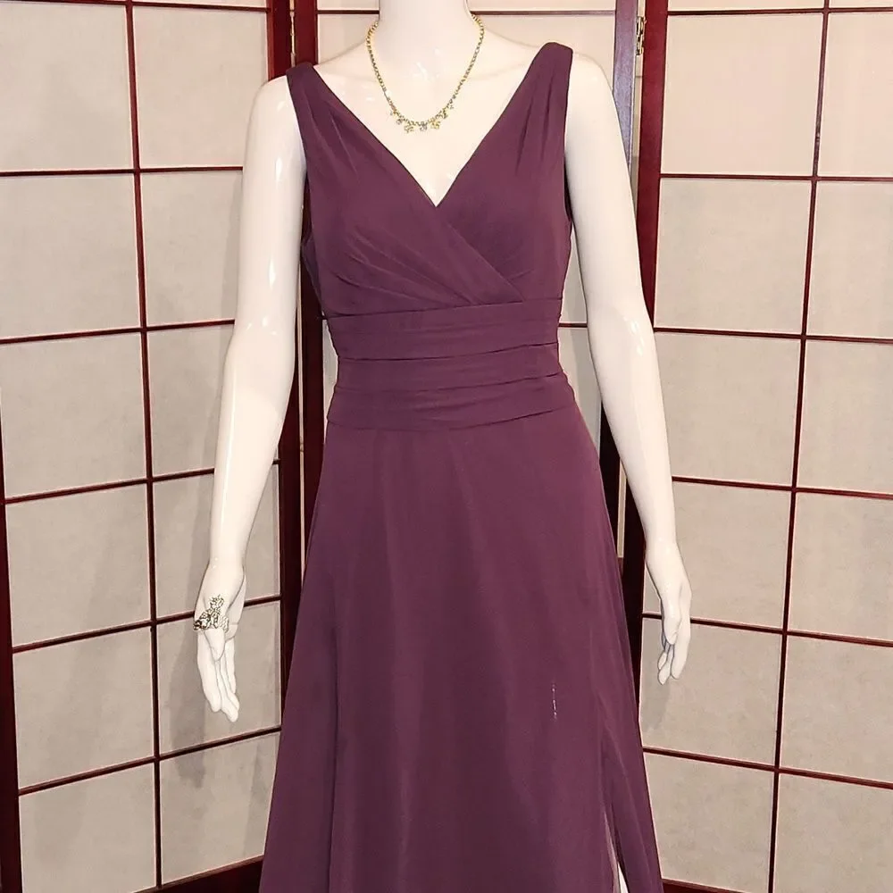David's Bridal Eggplant Purple Formal Bridesmaid/Prom Sleeveless Maxi Dr…