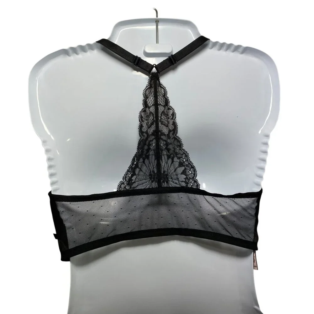 Victoria's Secret black Butterfly Lace Racerback Bra Very Sexy Dream Angels 34DD