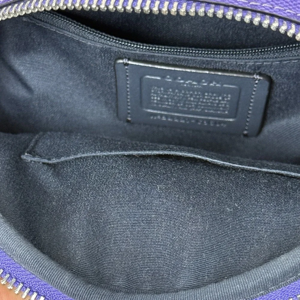 Coach Mini Court Backpack In Signature Canvas & Leather Sport Purple C8604 Logo