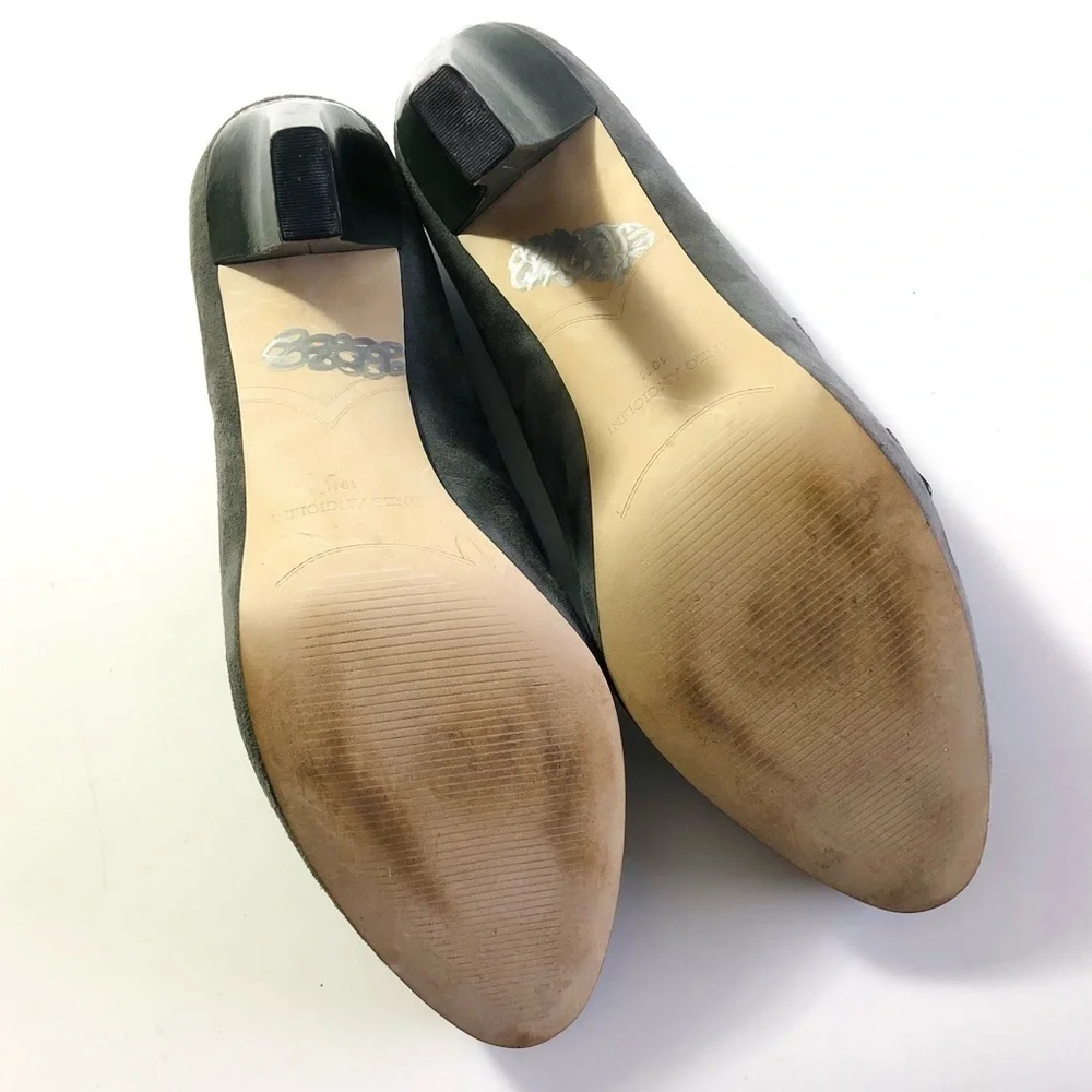 Enzo Angiolini Calandra Gray Suede Buckle Pumps