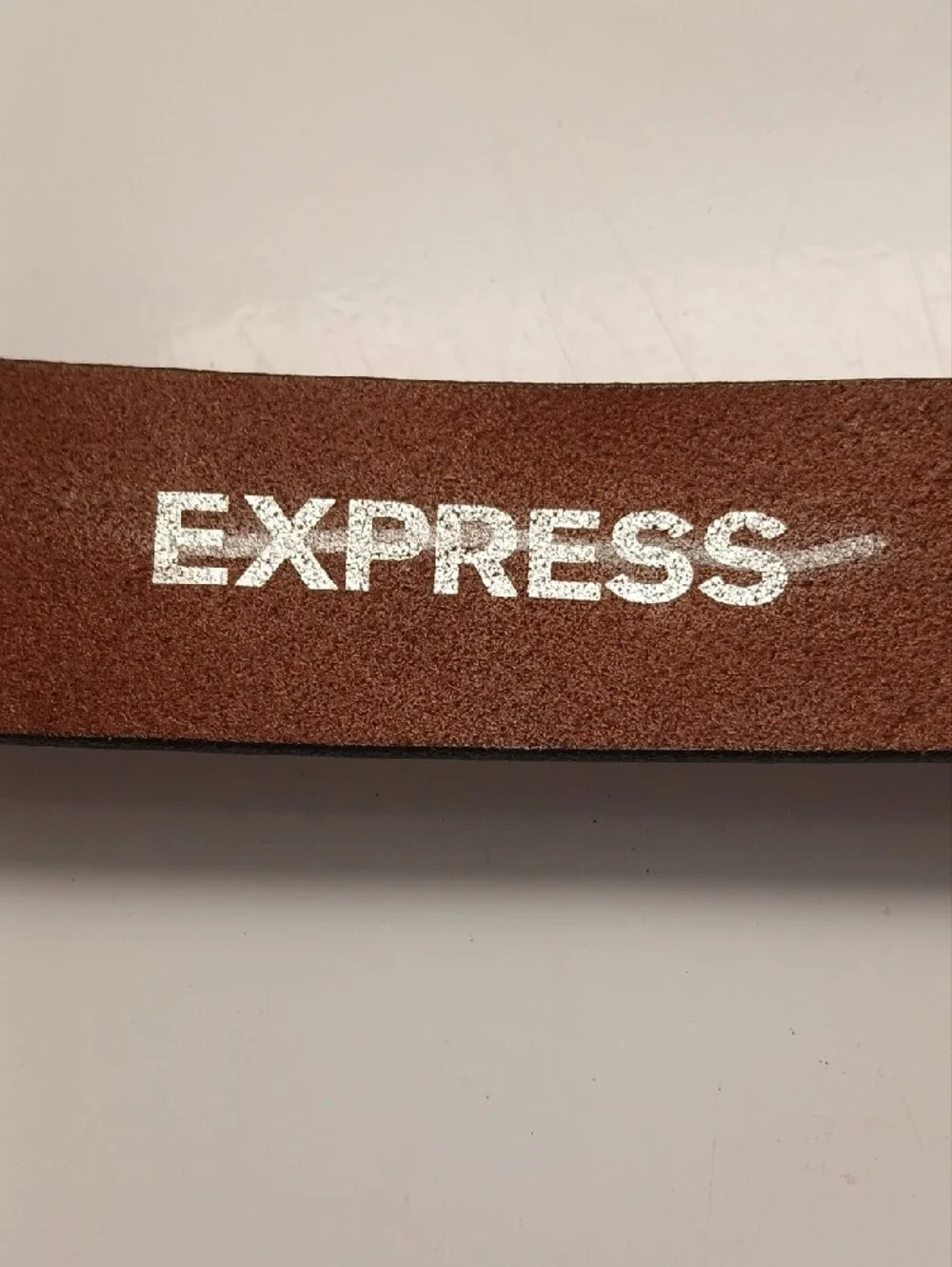 Express Leather Belt Loop in Chestnut Brown with Metal Studs