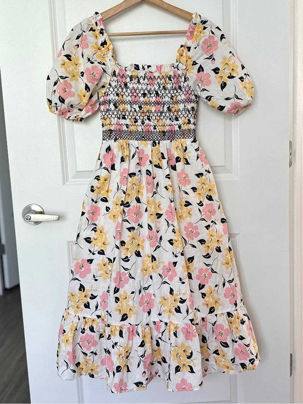 kate spade Smocked Dress with Pink & Yellow Blooms