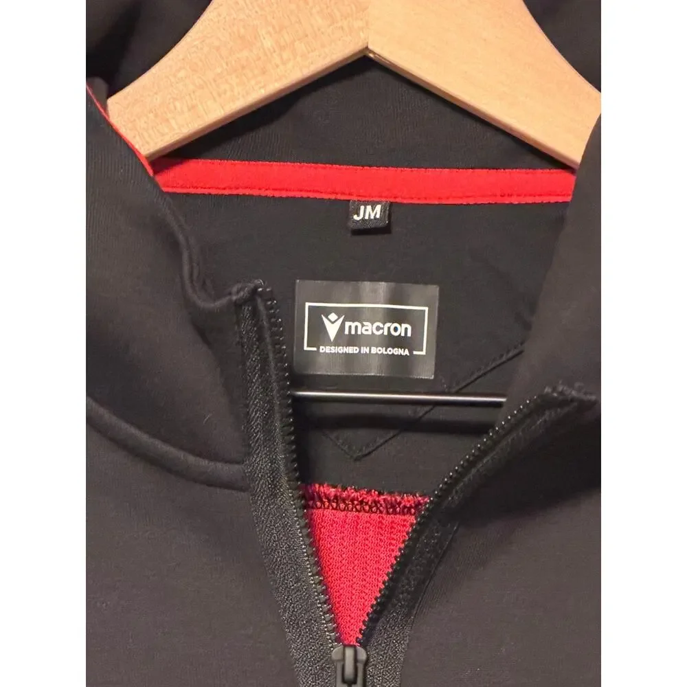 Macron Wrexham AFC Travel Full Zip Hoodie Black Red Junior M NWT 024