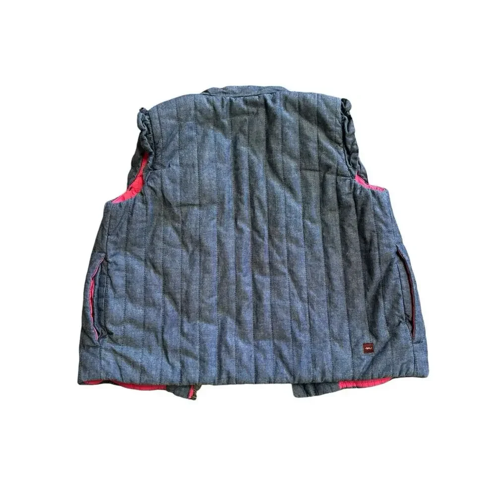 Tea Collection Chambray Blue Lightweight Puffer Vest Ruffle Detail Girls Size 8