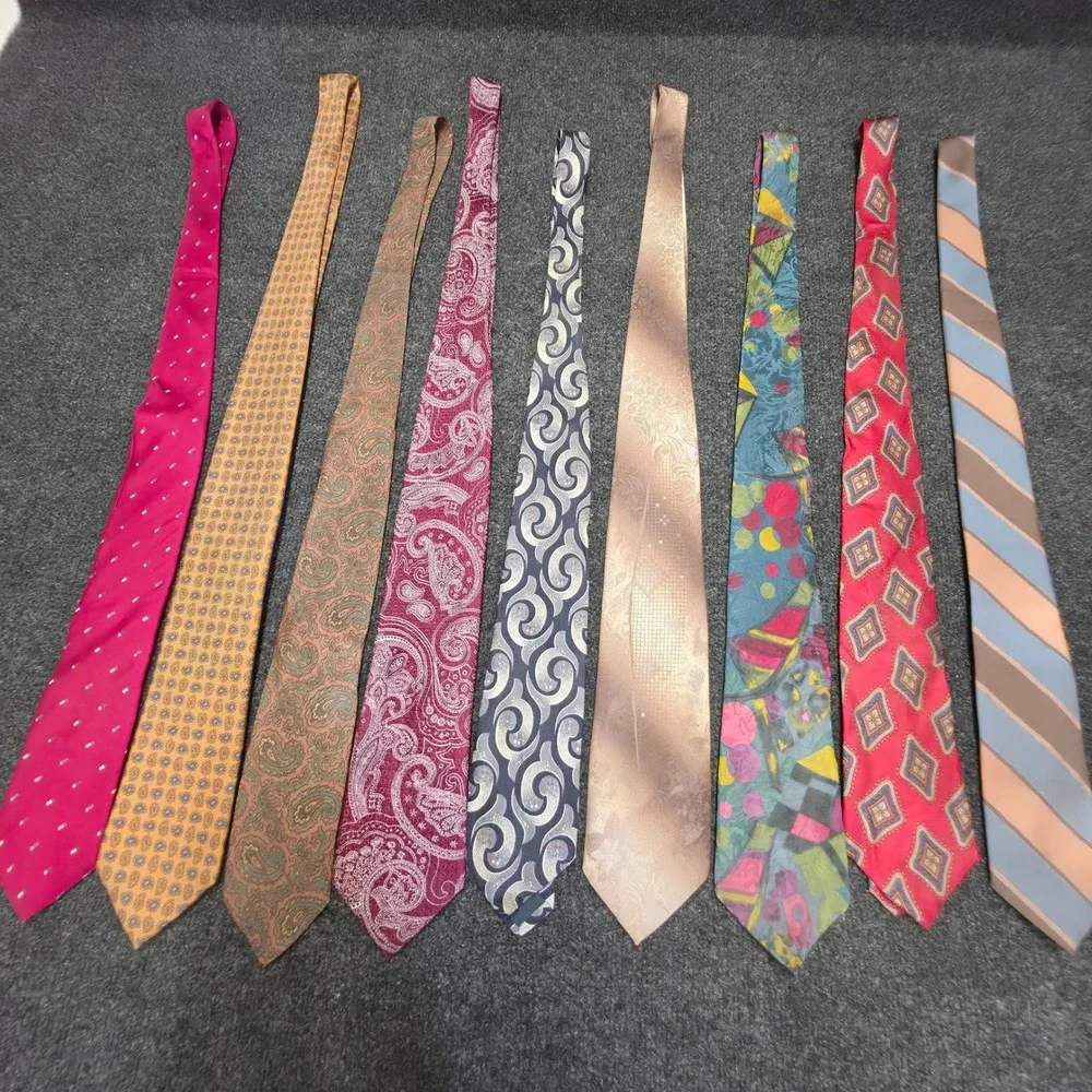 Vintage Designer Silk Tie Lot Yves Saint Laurent Armani Canali Balmain 9pc