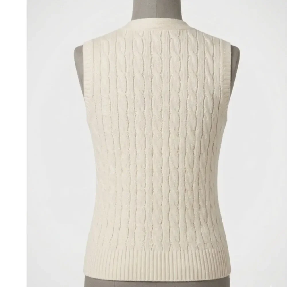 Polo Ralph Lauren Kids Cable-Knit Button-Up Vest – Cream / Ivory, Size S (7)