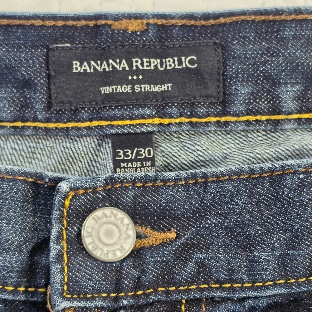 Banana Republic Vintage Straight Mens Jeans Dark Wash Denim 33x30 Blue Cotton