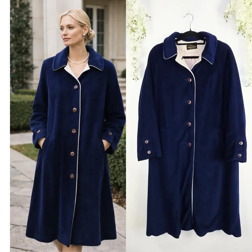 Cordana Wellington Fashion Long Coat Medium Blue Retro Vintage Classic Old Money