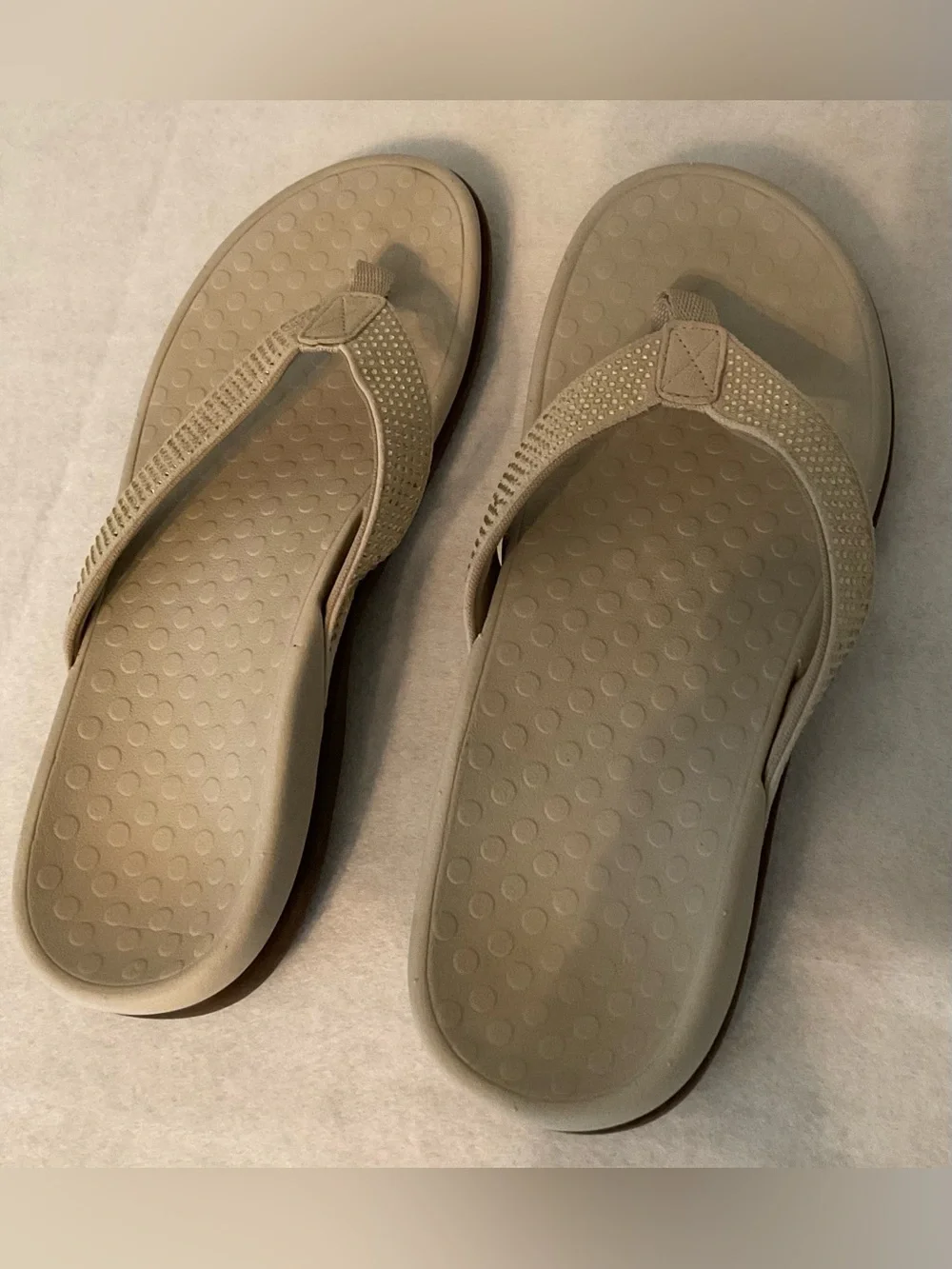 Vionic Women’s Beige Rhinestone  Flip Flop Sandals