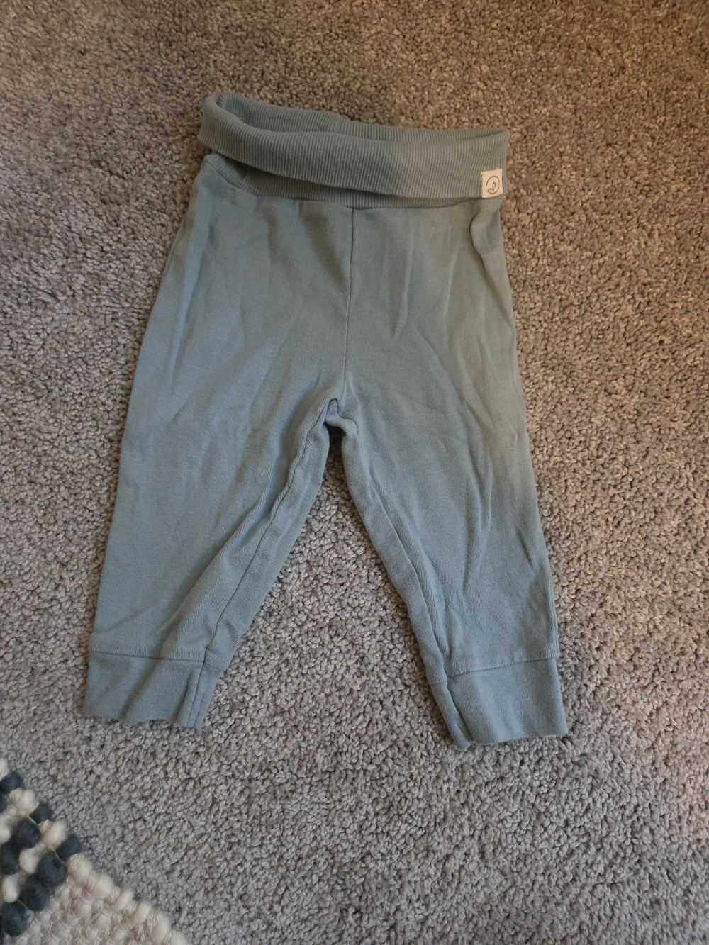 Ribbed Teal and Light Gray Leggings - Fold-Over Waist Baby Boy 9M 3pk