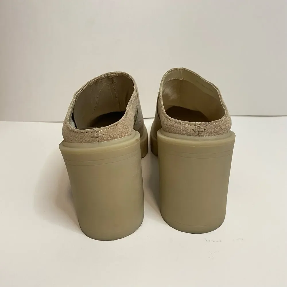 Dolce Vita Women's Clogs Mules Platform Heels Carry Suede Cream Size 9.5 Chunky‎