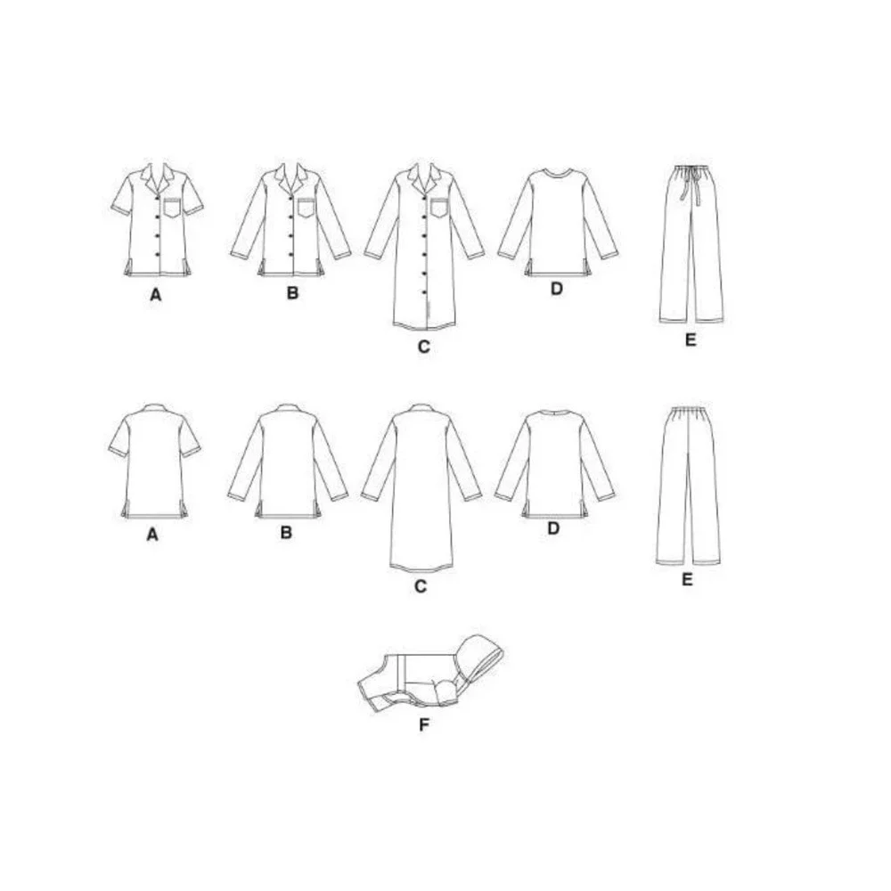 McCalls Unisex Pajama & Robe Dog Coat Sewing Pattern M5992 Sizes XS-MED
