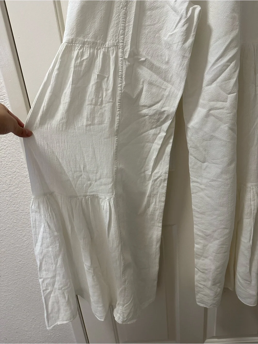White Tiered Wide-Leg Pants with Smocked Waistband