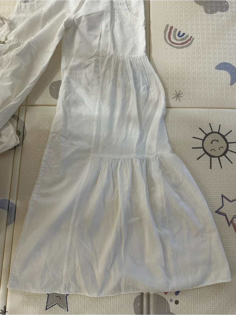 White Tiered Wide-Leg Pants with Smocked Waistband