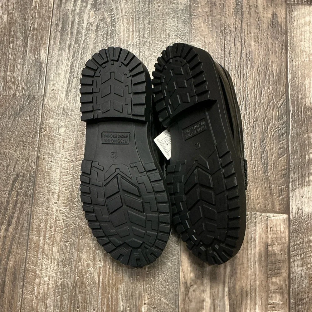 Kid’s Black Patent Lug Sole Penny Loafers Size 12