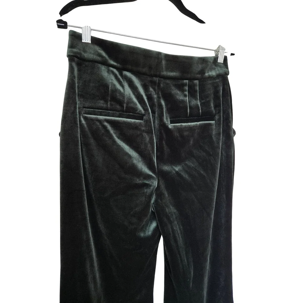 Express Emerald Green Velvet Flare Trouser Pants 10R Holiday Party Glam Retro