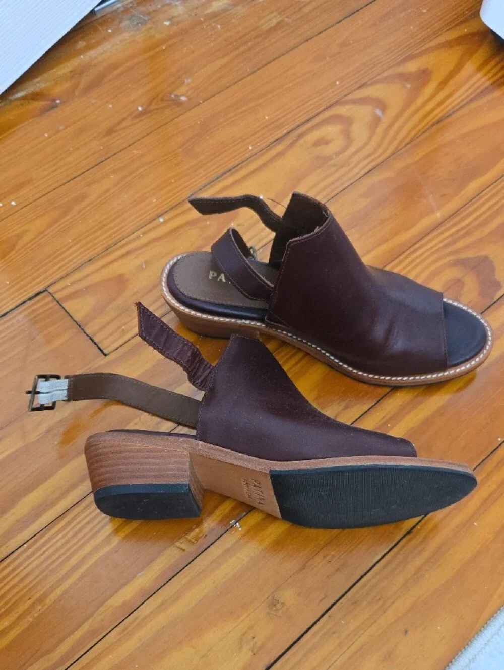Patina Open-Toe Slingback Sandals in Dark Burgundy