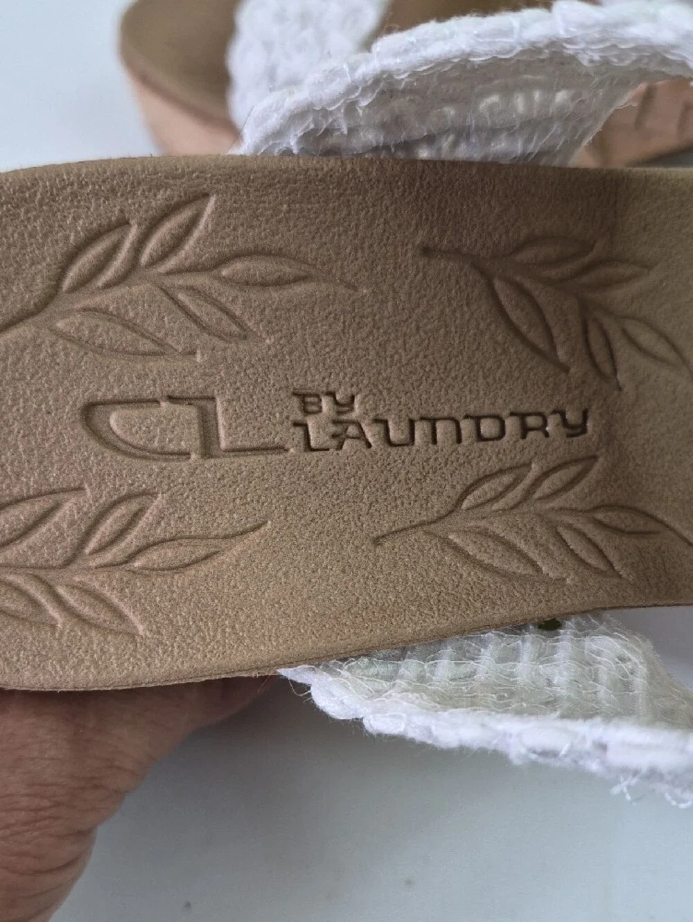 CL by Laundry Ivory Crochet Double-Strap Wedge Sandals