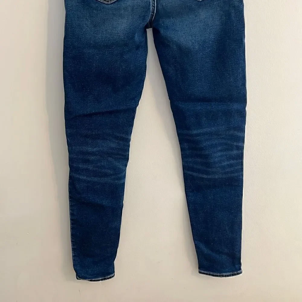 American Eagle Next Level Stretch Jeans Hi-Rise Jegging Dark Destroyed, 0 Short