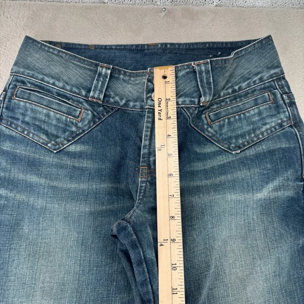 Vintage Y2K Chevignon Jumble Flare Leg Jeans Womens 27 Blue Denim Whisker‎ Wash