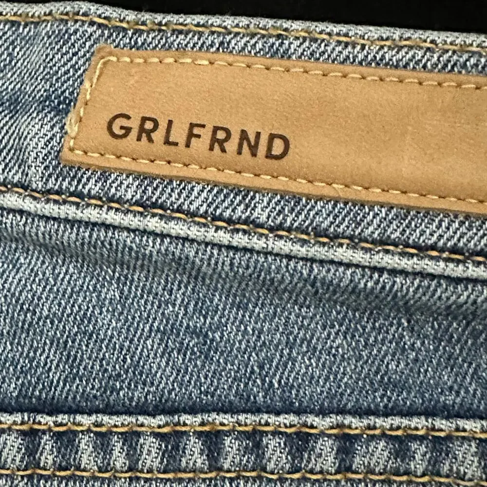 GRLFRND Naomi High Rise Distressed Straight Leg Jeans Light Wash Size 27