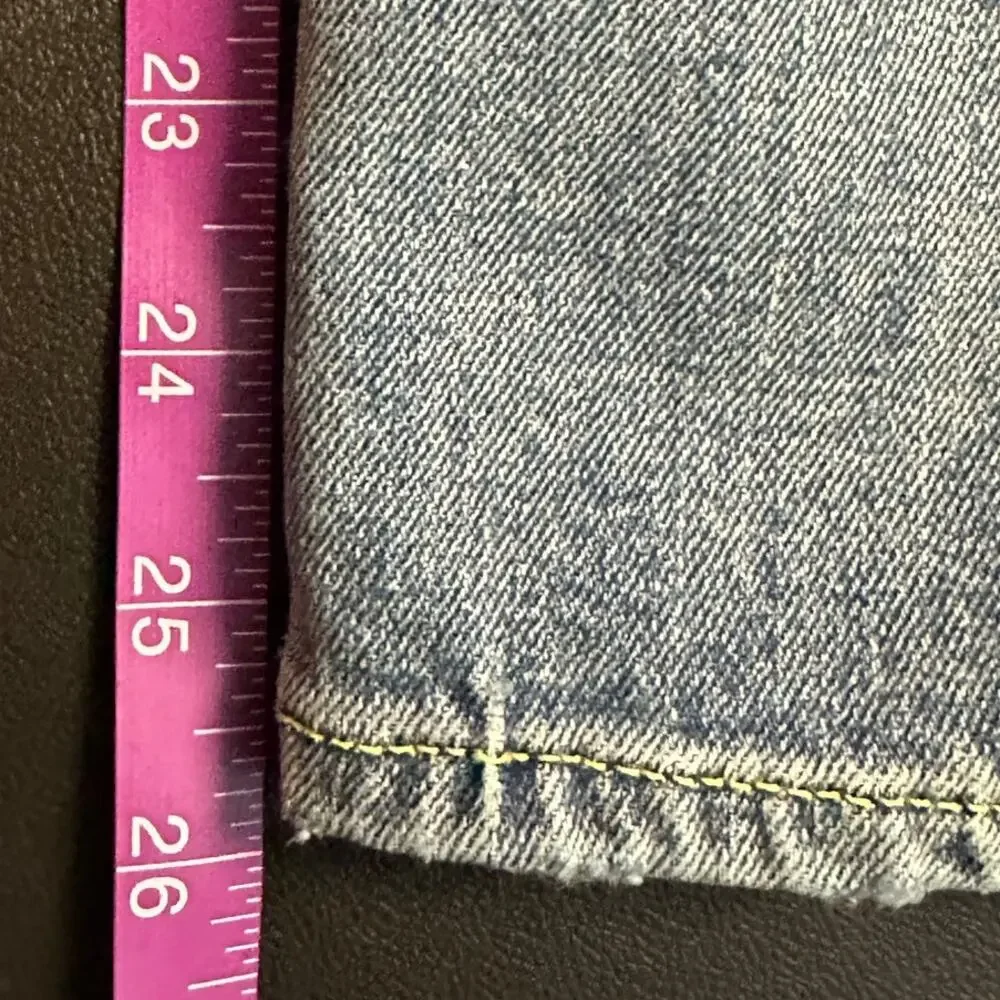 GRLFRND Naomi High Rise Distressed Straight Leg Jeans Light Wash Size 27
