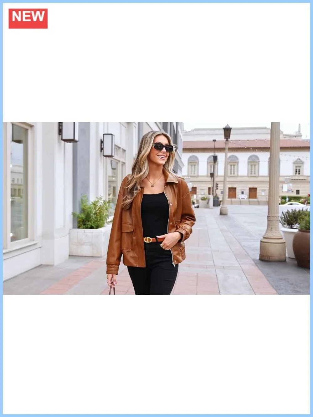 Faux Leather Jacket Women Oversized Long Sleeve Snap Zipper Lapel Collar