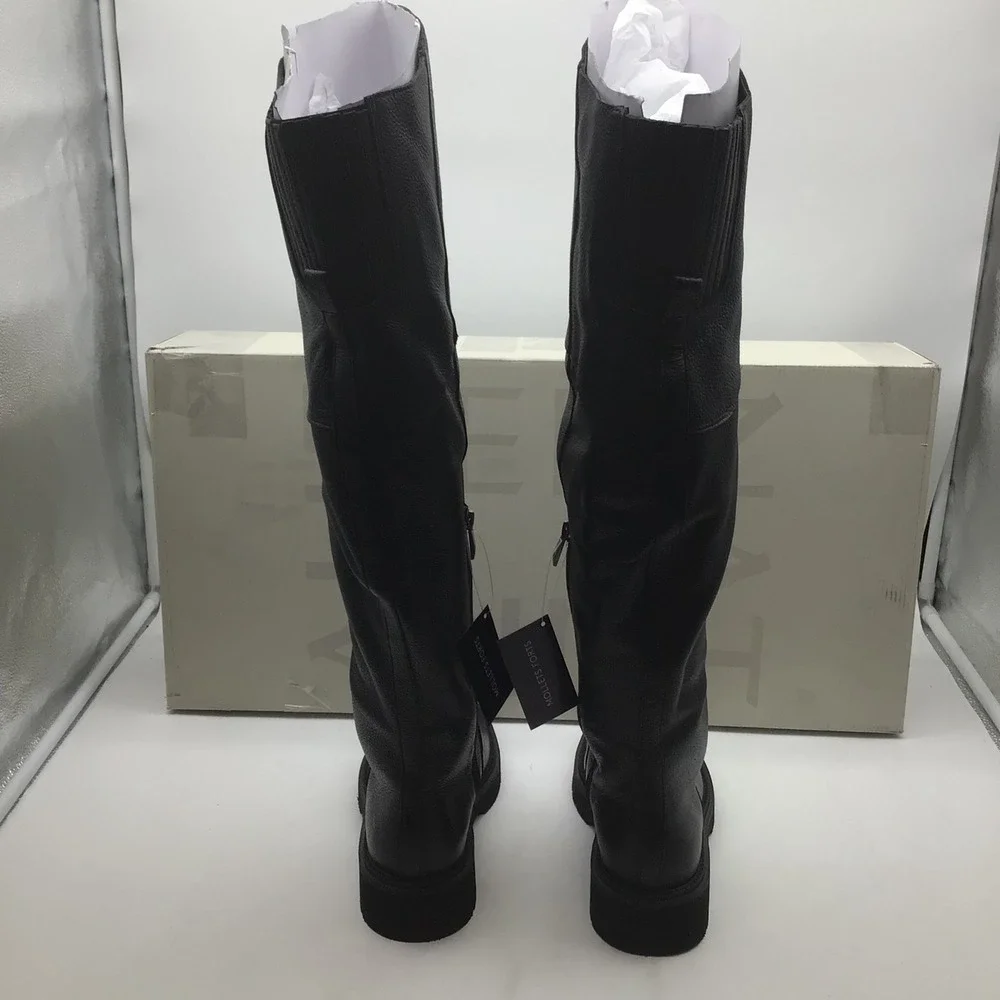 Naturalizer Scarlette Black Leather Over The Knee Wide Calf‎ Boots Womens 9W NEW
