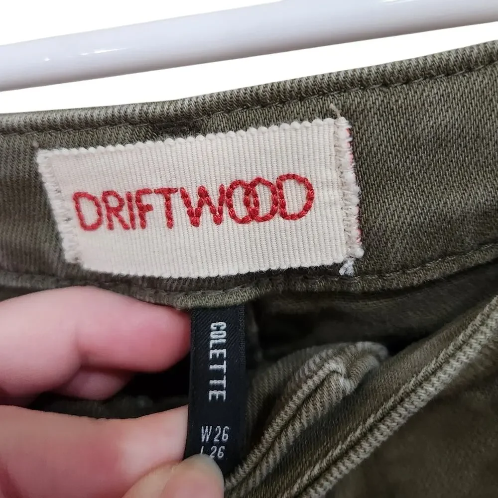 Driftwood Colette Roads End Plaid Cuff Jean Mid-Rise Slim fit Crop Green Size 26