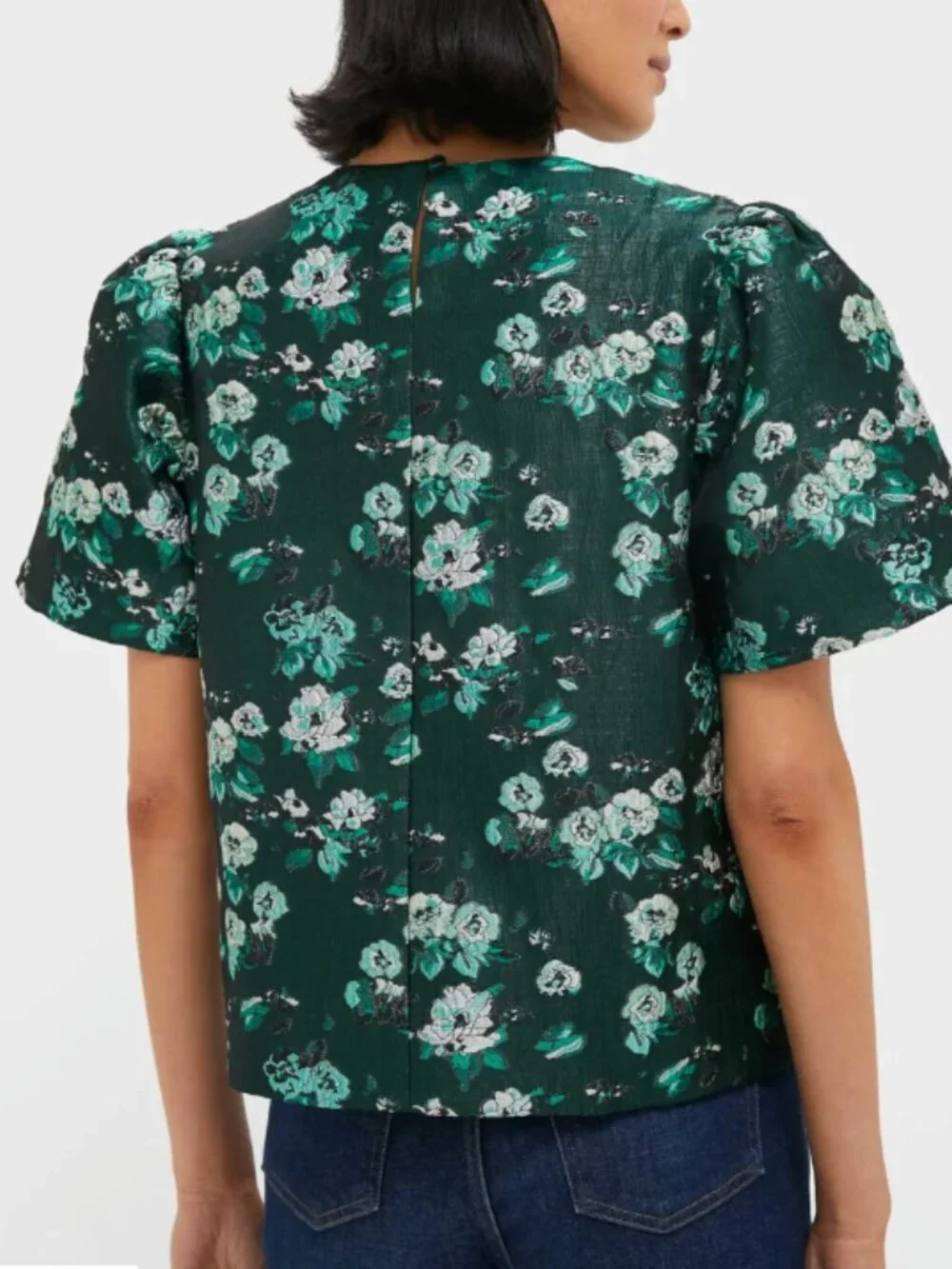 NWT: Pomander Place - Emerald Magnolia Floral Jacquard Lyla Blouse