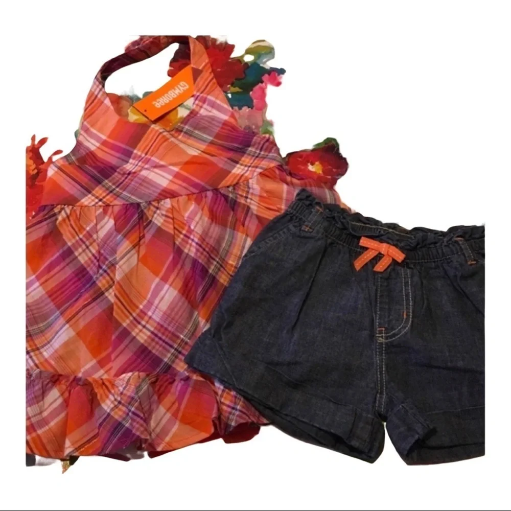 Gymboree size(5) orange and blue  girls set EUC