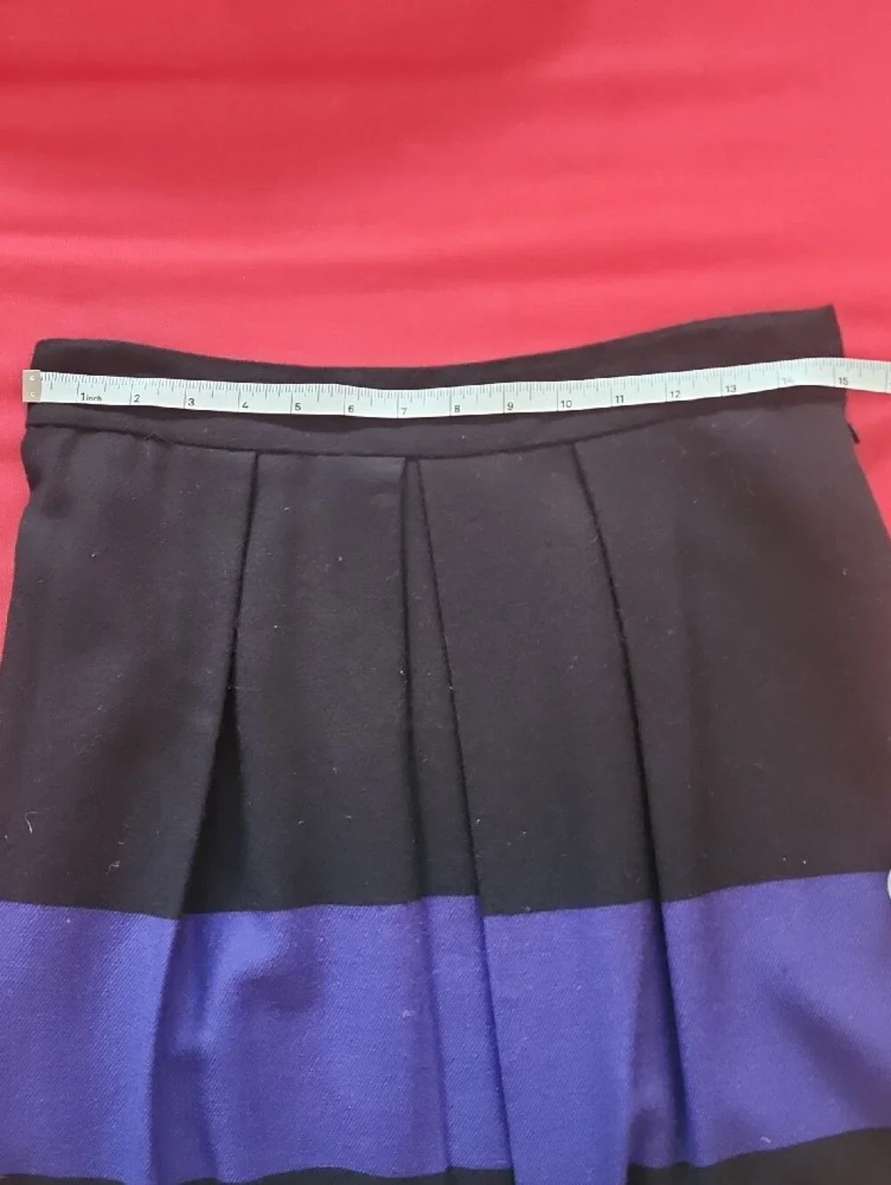 Lela Rose Black, Cobalt Blue & Tan Pleated Women’s Skirt