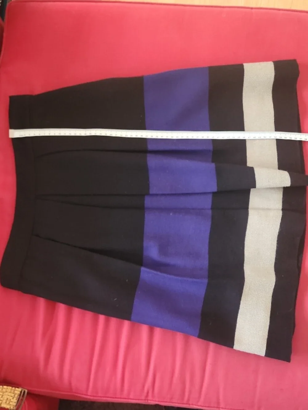 Lela Rose Black, Cobalt Blue & Tan Pleated Women’s Skirt
