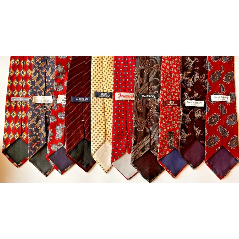 Vintage Men's SILK Ties Lot Of 20 - Classic Paisley Geometric Polka Dot Variety
