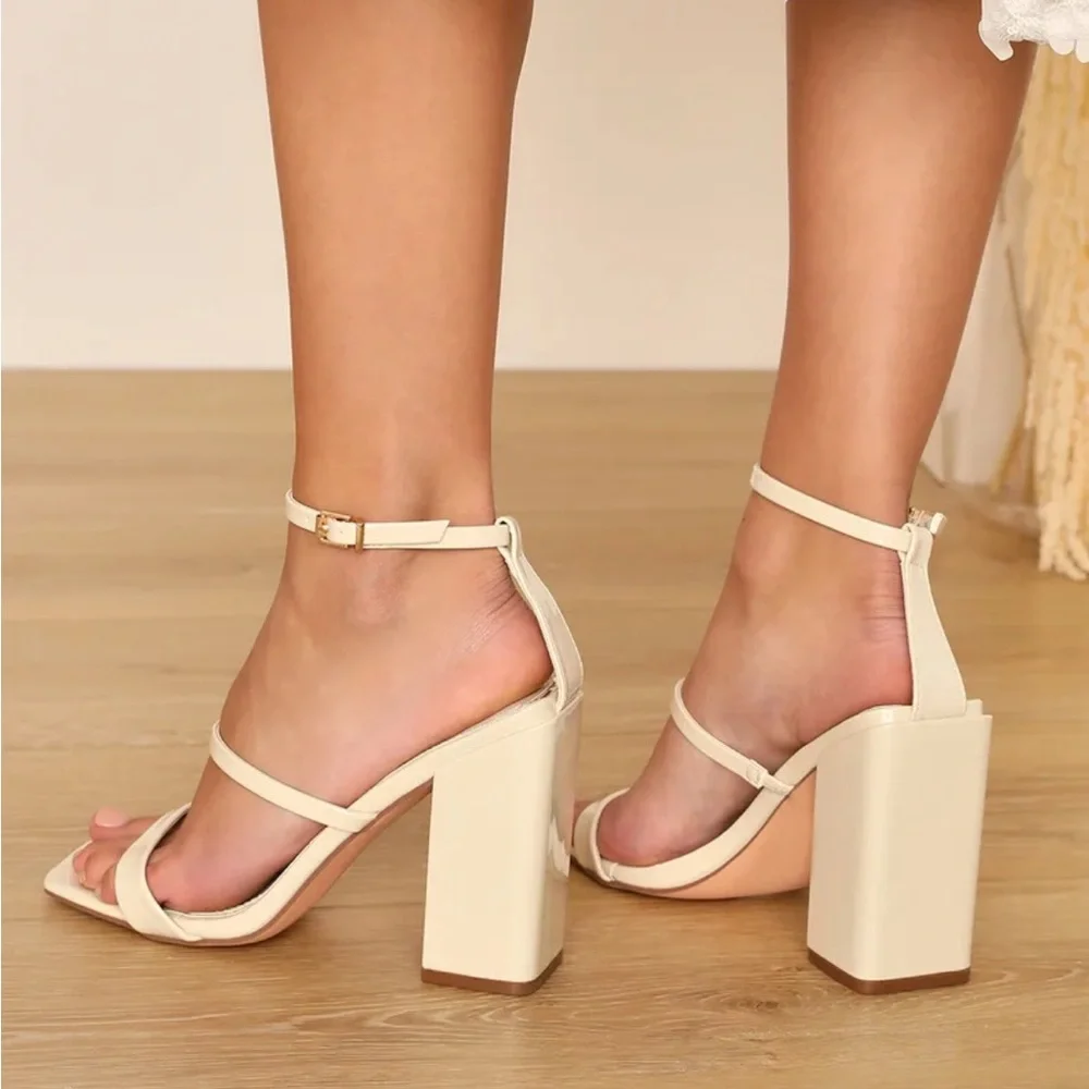 Lulus Mabie Bone Ankle Strap High Heel Sandals