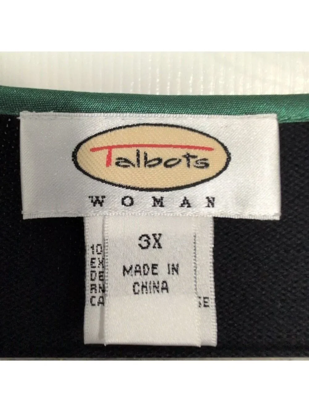 Talbots Beaded Christmas Trees Cardigan Womens Size 3X Black Festive Holiday