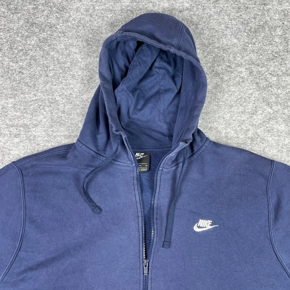 Nike Hoodie Mens XXL Navy Blue Full Zip Fleece Club Jacket Sweatshirt BV2645-410