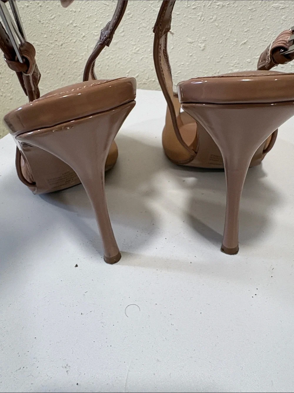 Steve Madden Prescott Tan Peep-Toe Slingback Heels
